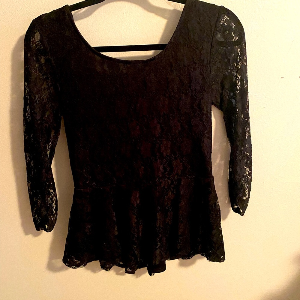 black lace top, size medium